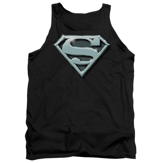 Superman - Chrome Shield - Adult Tank - Black