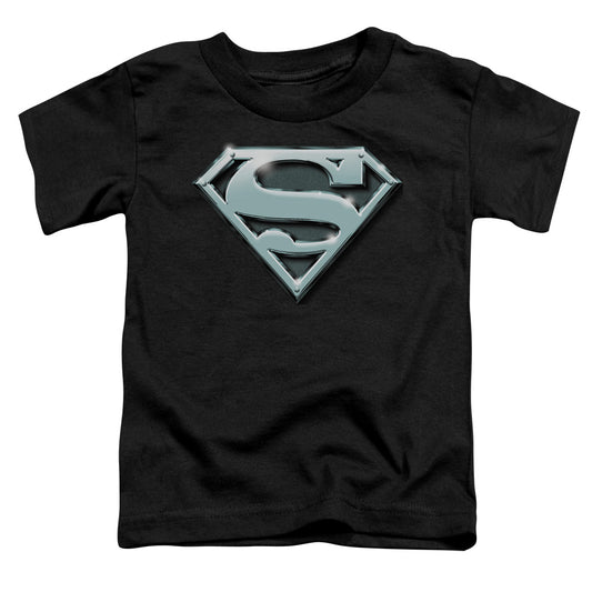 Superman - Chrome Shield - Short Sleeve Toddler Tee - Black T-shirt