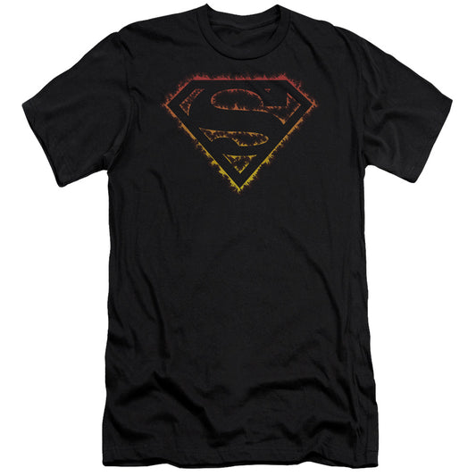 Superman - Flame Outlined Logo-premuim Canvas Adult Slim Fit 30/1 - Black