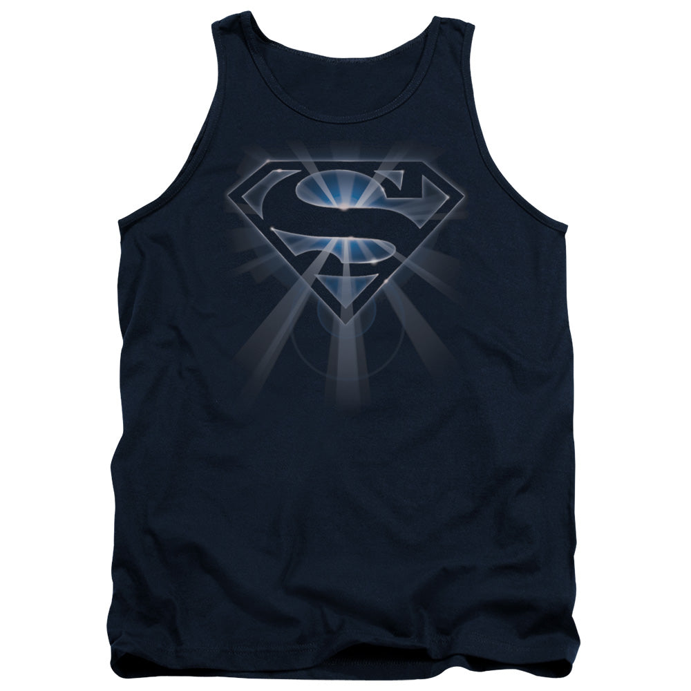 Superman Glowing Shield - Adult Tank - Navy