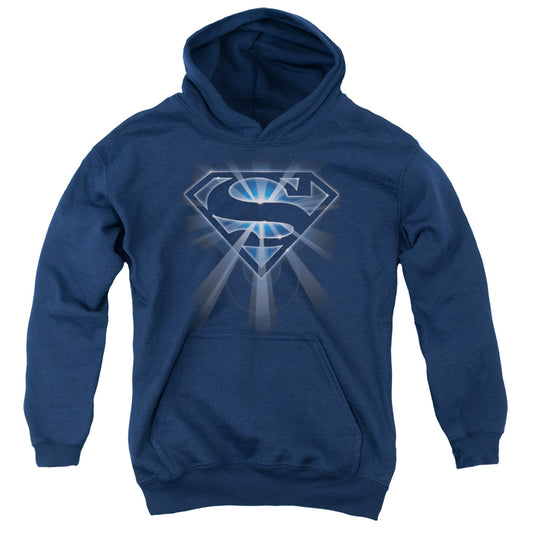 Superman - Glowing Shield - Youth Pull-over Hoodie - Navy