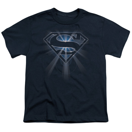 Superman - Glowing Shield - Short Sleeve Youth 18/1 - Navy T-shirt