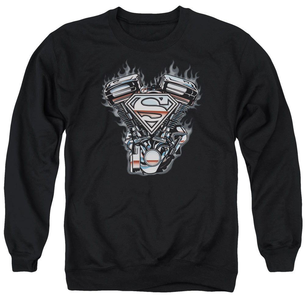 Superman - V Twin Logo - Adult Crewneck Sweatshirt - Black
