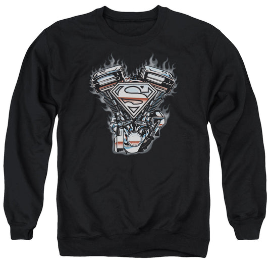 Superman - V Twin Logo - Adult Crewneck Sweatshirt - Black