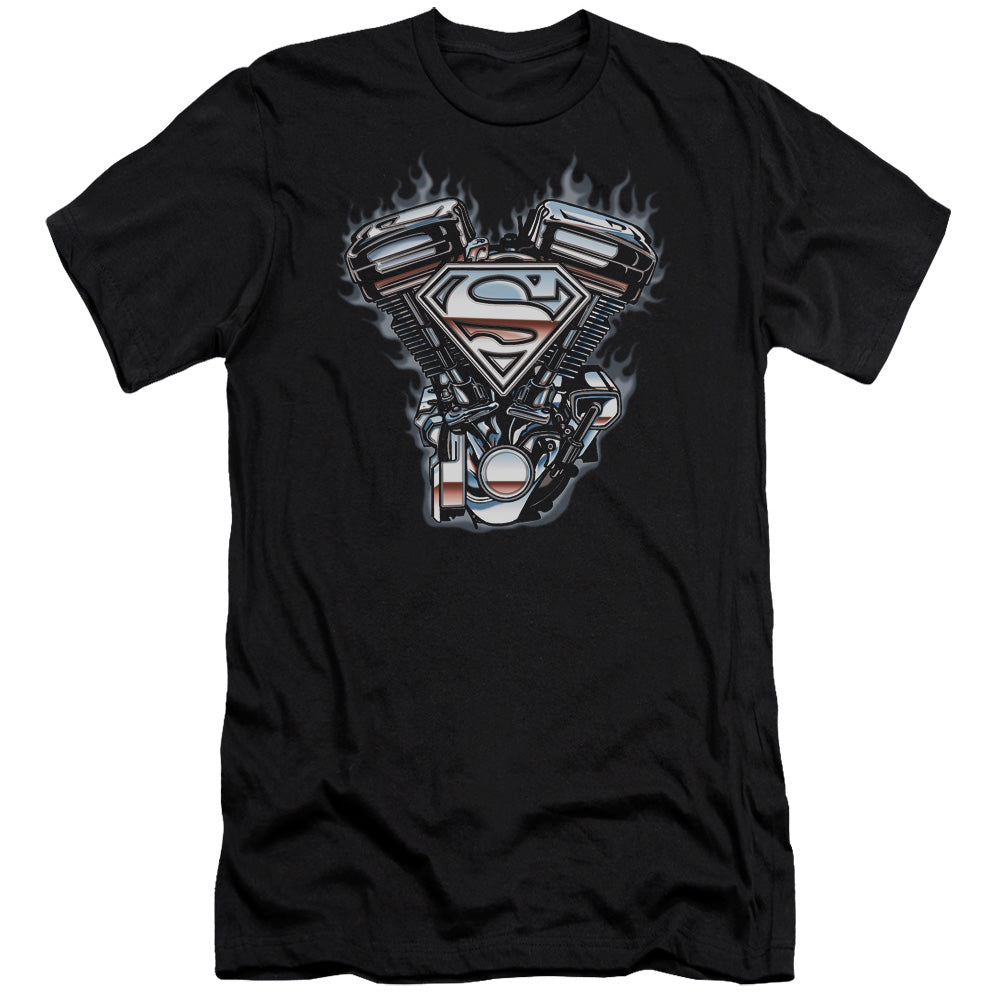 Superman - V Twin Logo-premuim Canvas Adult Slim Fit 30/1 - Black