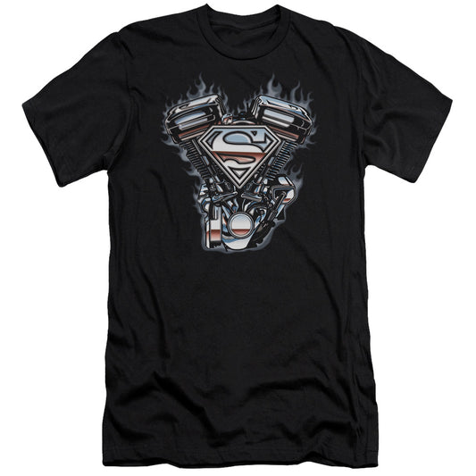 Superman - V Twin Logo-premuim Canvas Adult Slim Fit 30/1 - Black