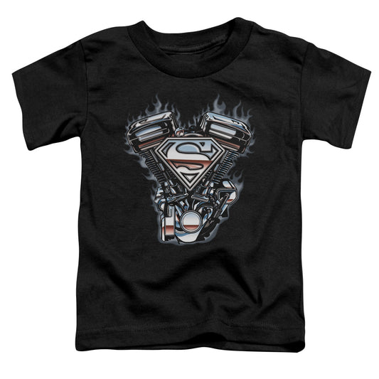 SUPERMAN V TWIN LOGO - S/S TODDLER TEE - BLACK - T-Shirt