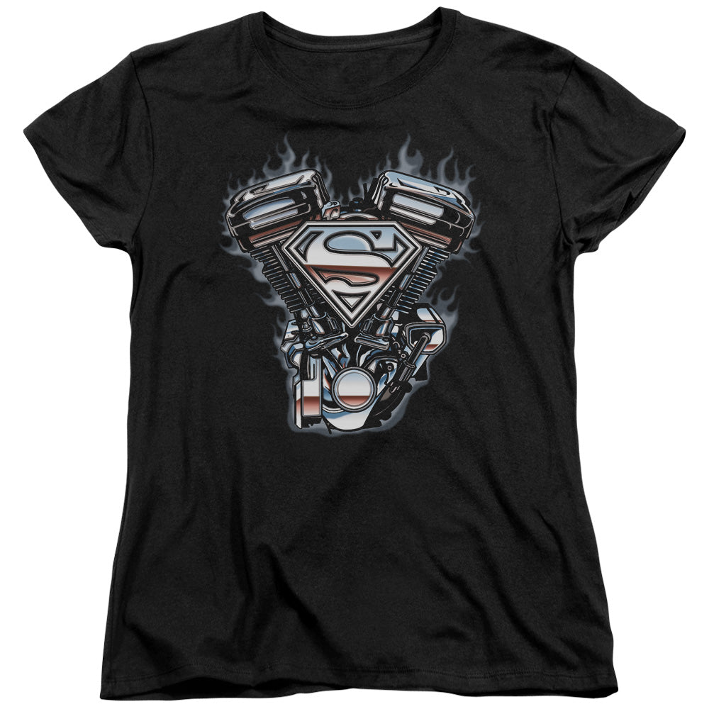 SUPERMAN V TWIN LOGO - S/S WOMENS TEE - BLACK T-Shirt