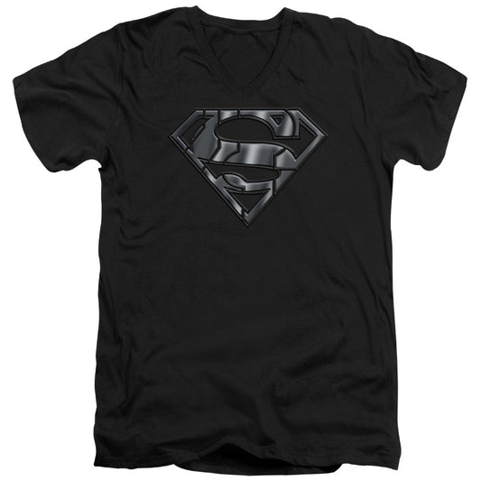 Superman - Mech Shield - Short Sleeve Adult V-neck - Black T-shirt