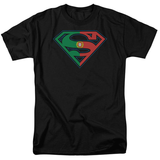 Superman - Portugal Shield - Short Sleeve Adult 18/1 - Black T-shirt