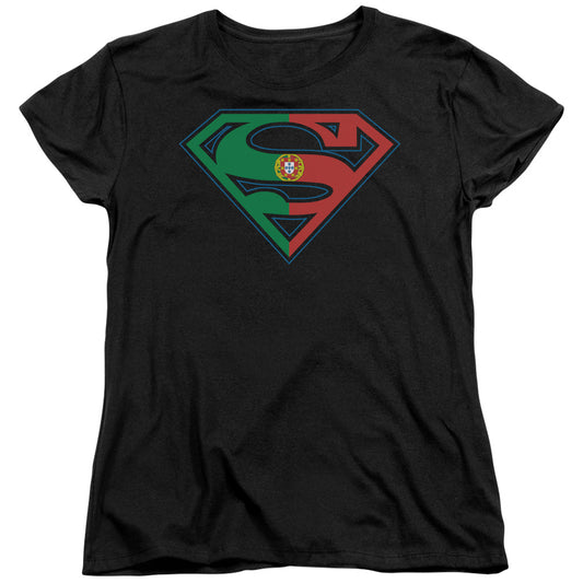 Superman - Portugal Shield - Short Sleeve Womens Tee - Black T-shirt