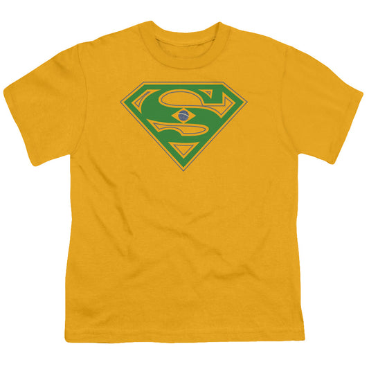Superman - Brazil Shield - Short Sleeve Youth 18/1 - Gold T-shirt