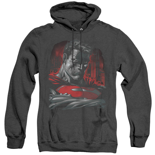 Superman - Man Of Steel - Adult Heather Hoodie - Black