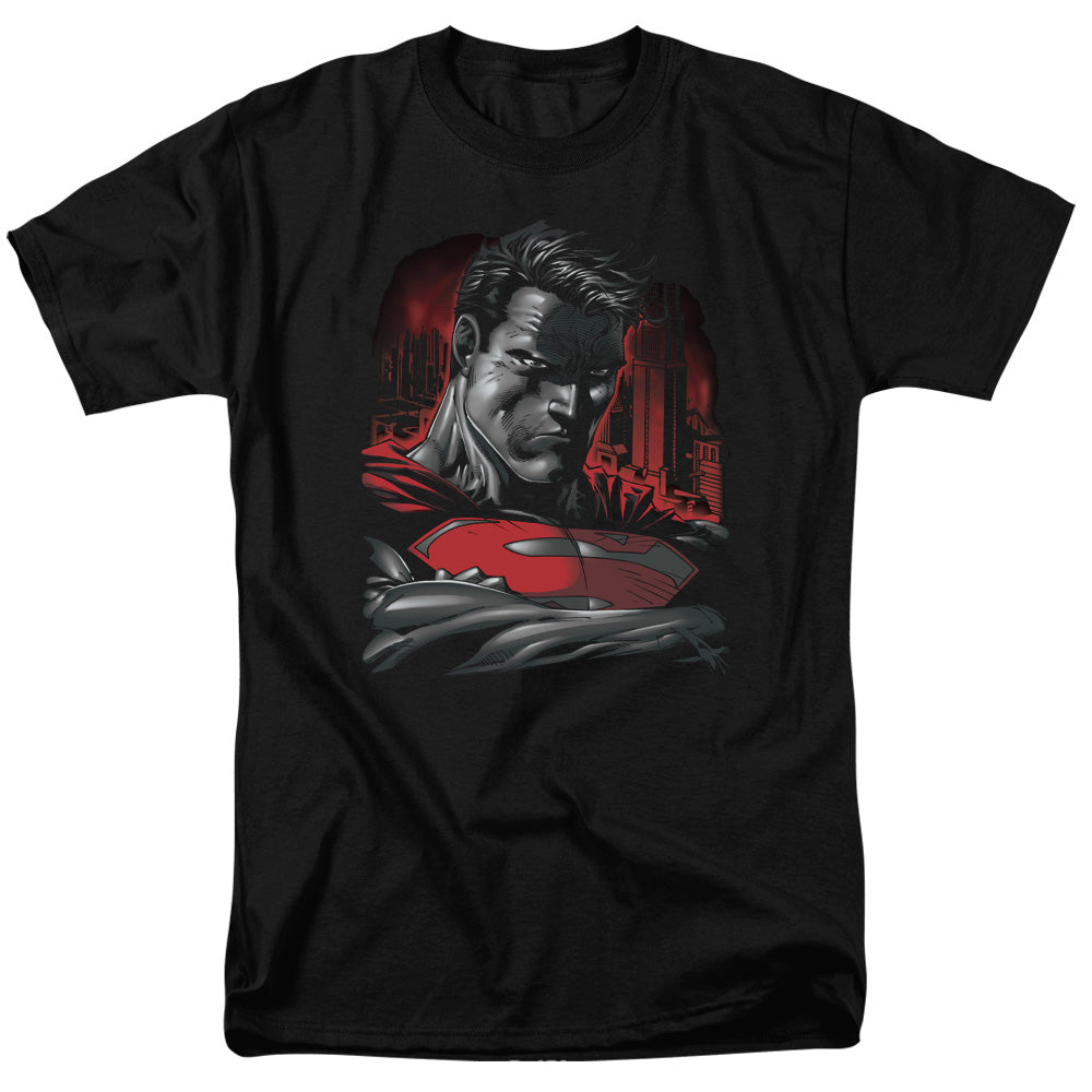 Superman - Man Of Steel - Short Sleeve Adult 18/1 - Black T-shirt