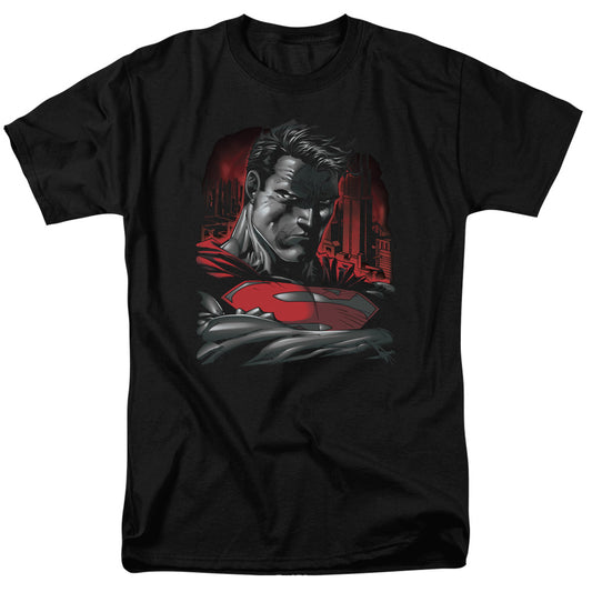 Superman - Man Of Steel - Short Sleeve Adult 18/1 - Black T-shirt