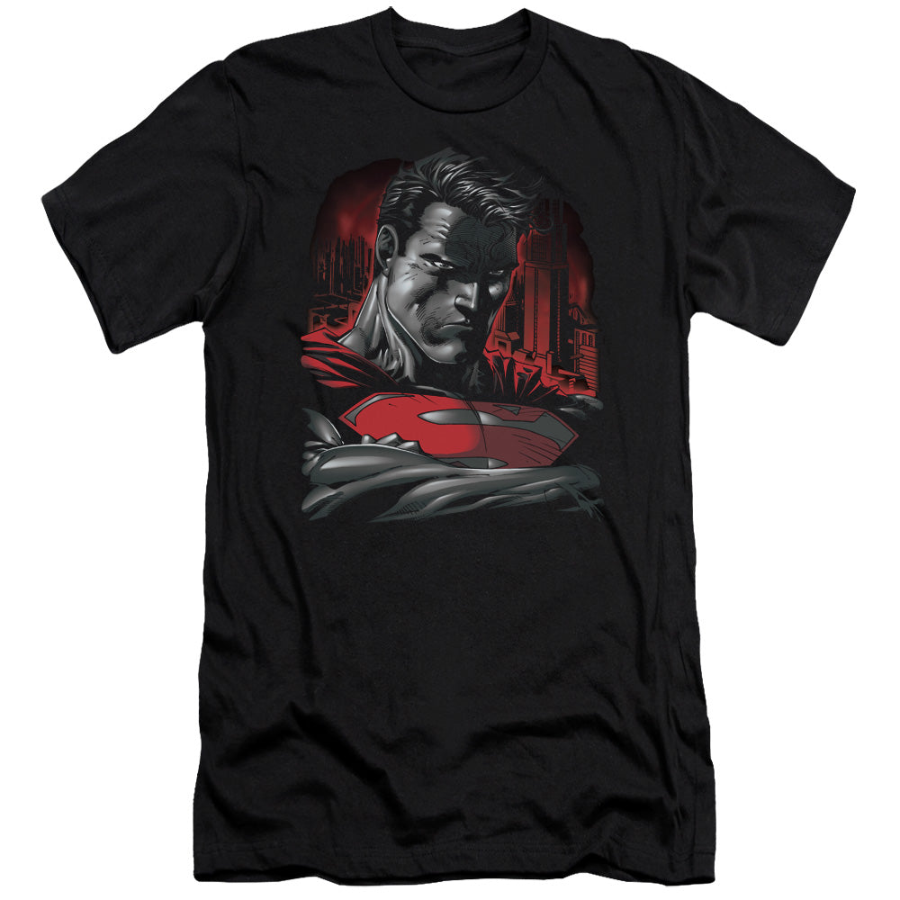 Superman - Man Of Steel - Short Sleeve Adult 30/1 - Black T-shirt