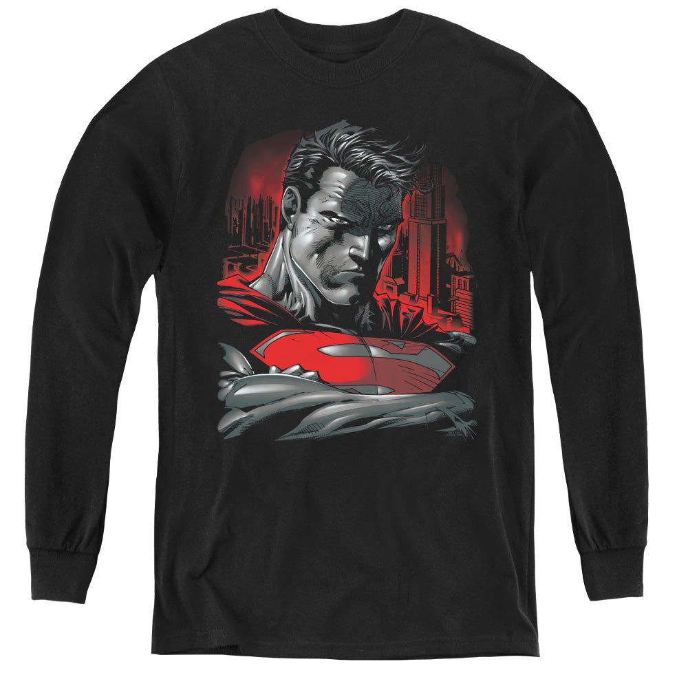 Superman - Man Of Steel - Youth Long Sleeve Tee - Black