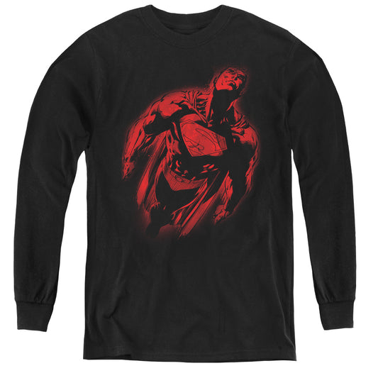 Superman - Sprayed Supes - Youth Long Sleeve Tee - Black