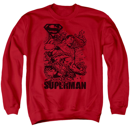 Superman - Breaking Chains - Adult Crewneck Sweatshirt - Red