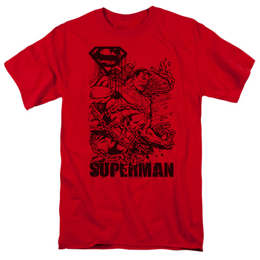 Superman - Breaking Chains - Short Sleeve Adult 18/1 - Red T-shirt