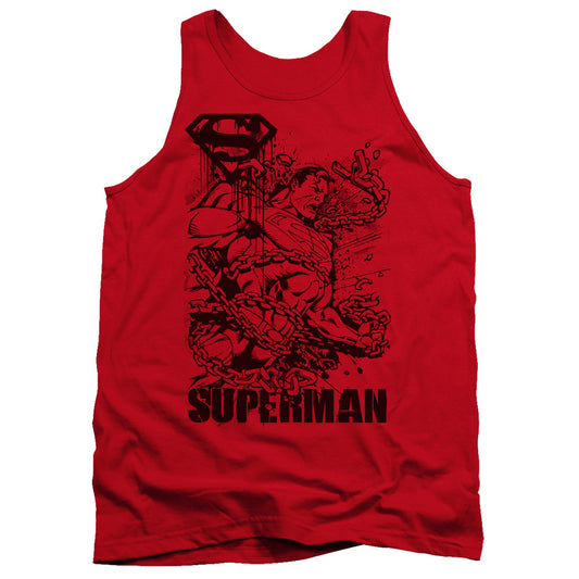 Superman - Breaking Chains - Adult Tank - Red
