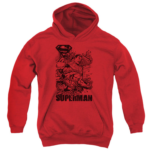 Superman - Breaking Chains - Youth Pull-over Hoodie - Red