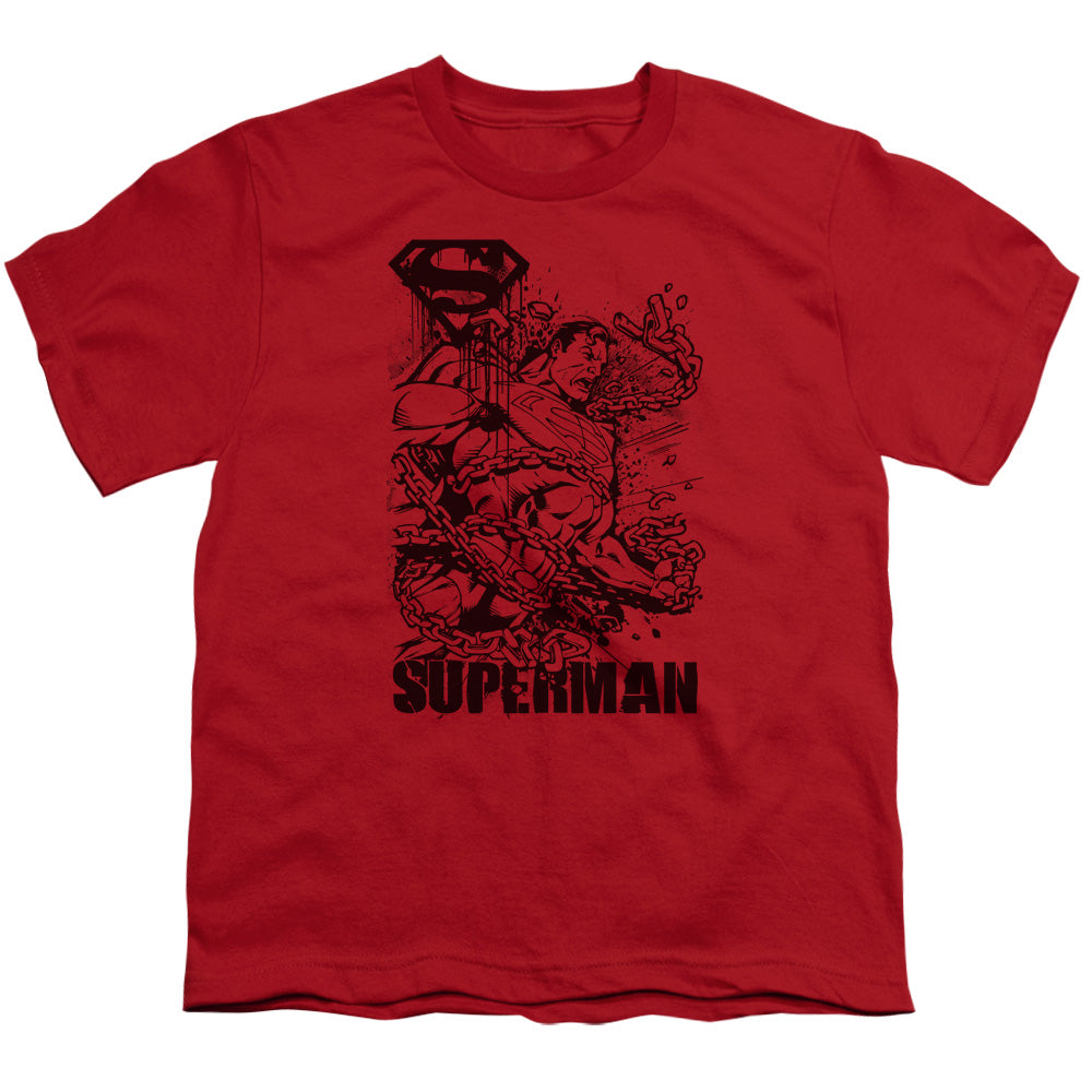 Superman - Breaking Chains - Short Sleeve Youth 18/1 - Red T-shirt