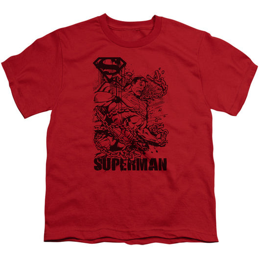 Superman - Breaking Chains - Short Sleeve Youth 18/1 - Red T-shirt