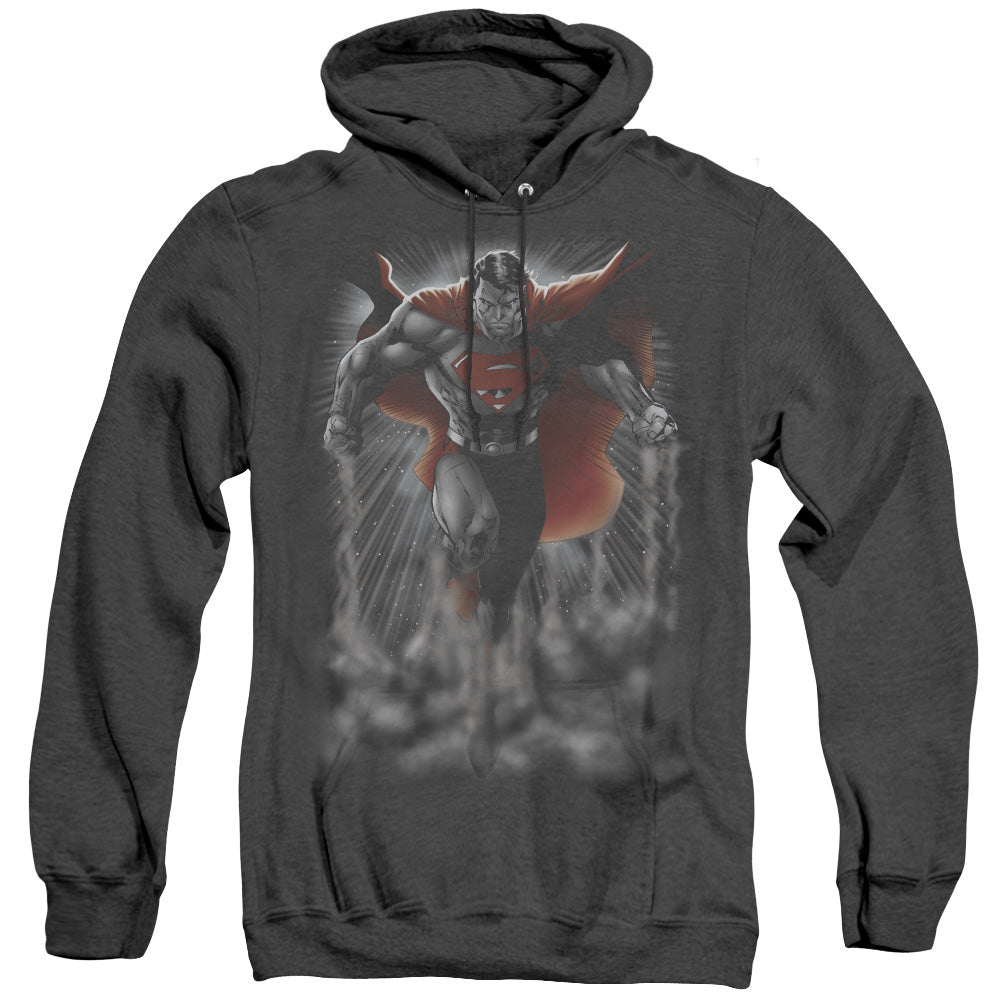 Superman - Above The Clouds - Adult Heather Hoodie - Black