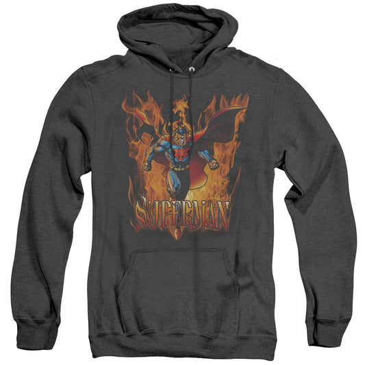 Superman - Through The Fire - Adult Heather Hoodie - Black