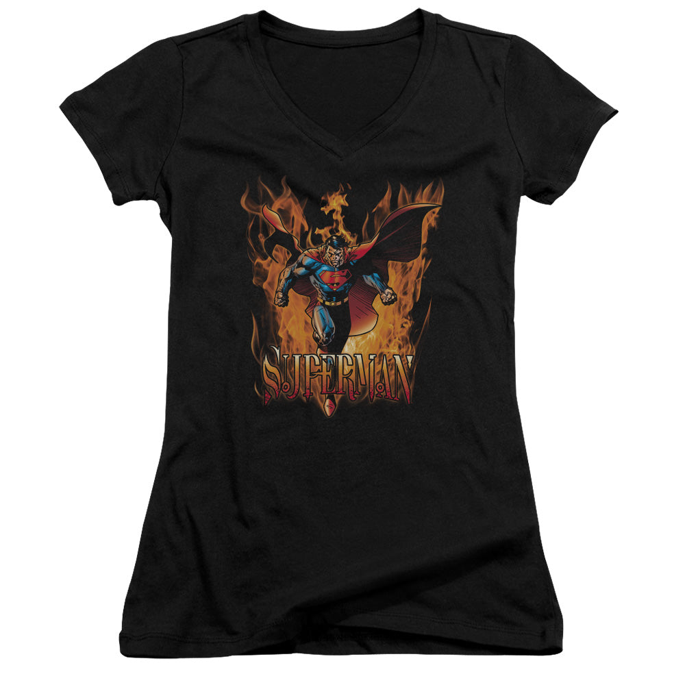 Superman - Through The Fire - Junior V-neck - Black