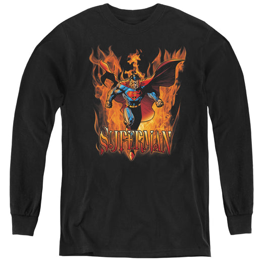 Superman - Through The Fire - Youth Long Sleeve Tee - Black