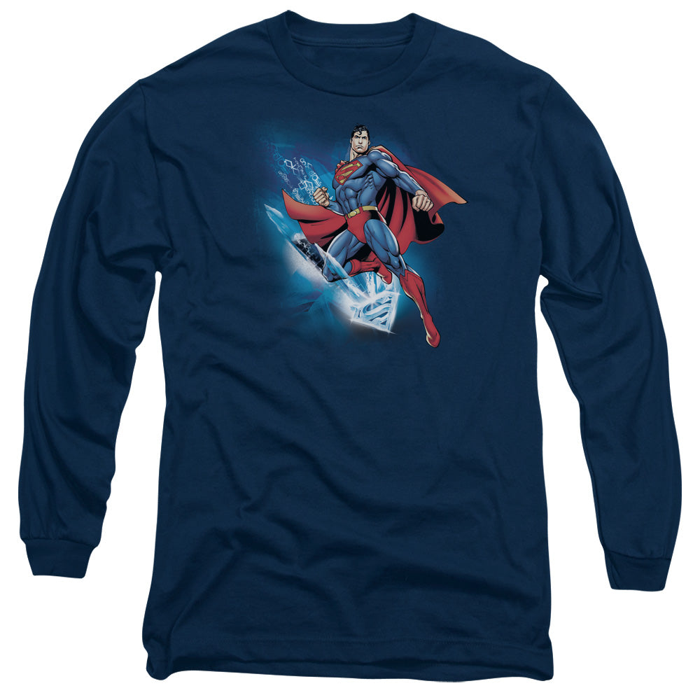 Superman - Crystallize - Long Sleeve Adult 18/1 - Navy T-shirt