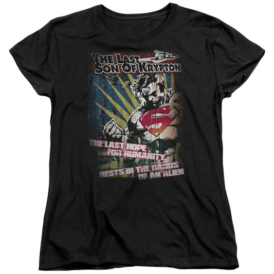 Superman - Last Hope - Short Sleeve Womens Tee - Black T-shirt