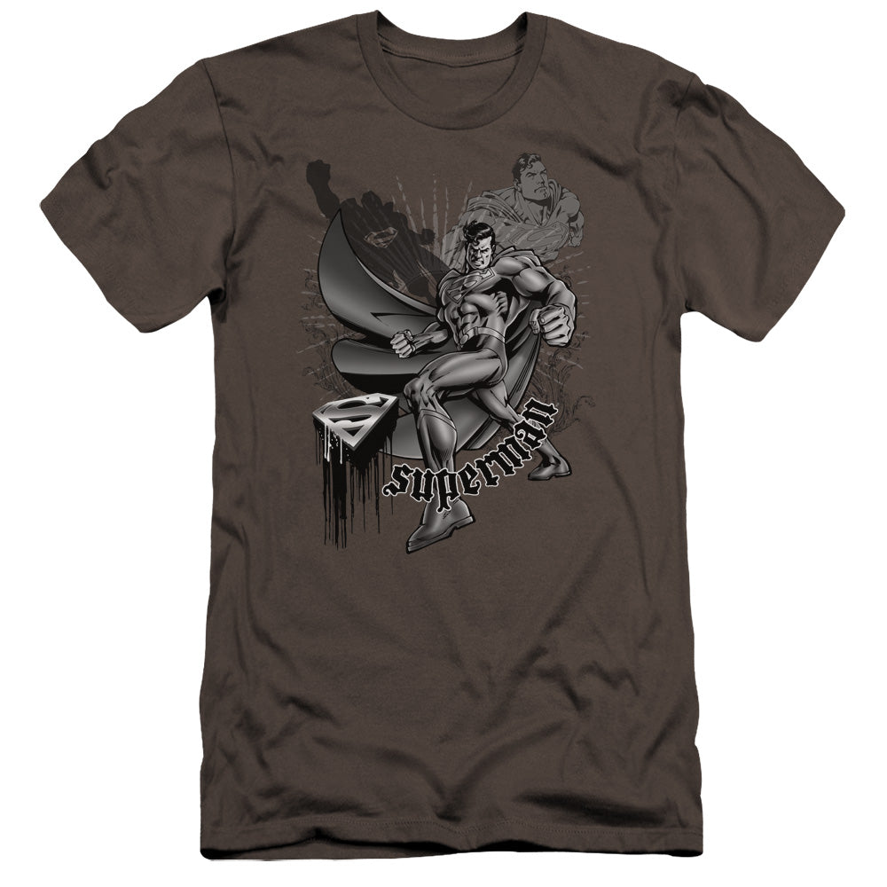 Superman - Fight And Flight-premuim Canvas Adult Slim Fit 30/1 - Charcoal