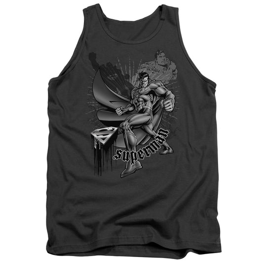 Superman Fight And Flight - Adult Tank - Charcoal