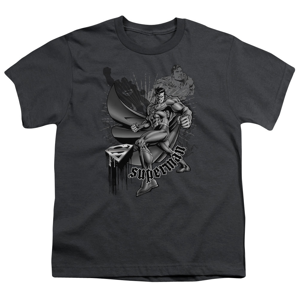 Superman - Fight And Flight - Short Sleeve Youth 18/1 - Charcoal T-shirt