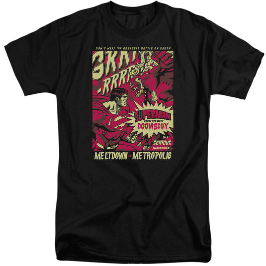 Superman - Metropolis Meltdown - Short Sleeve Adult Tall - Black T-shirt