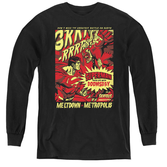 Superman - Metropolis Meltdown - Youth Long Sleeve Tee - Black