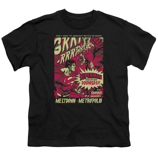 Superman - Metropolis Meltdown - Short Sleeve Youth 18/1 - Black T-shirt