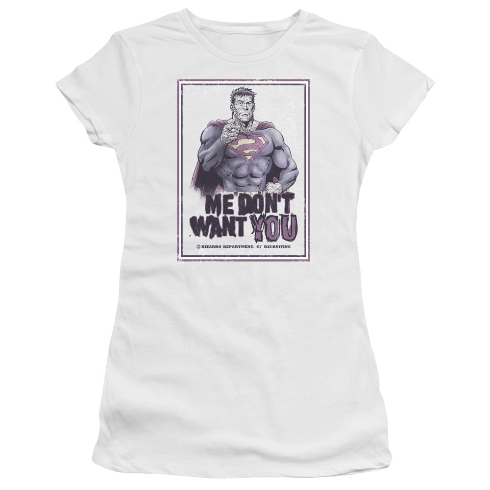 Superman - Dont Want You - Short Sleeve Junior Sheer - White T-shirt