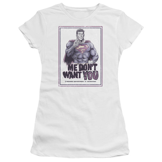 Superman - Dont Want You - Short Sleeve Junior Sheer - White T-shirt