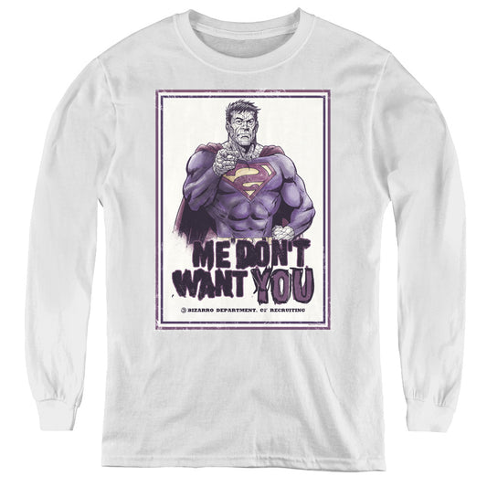 Superman Dont Want You - Youth Long Sleeve Tee - White