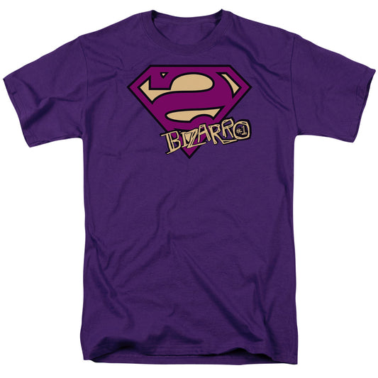 Superman - Bizarro Shield - Short Sleeve Adult 18/1 - Purple T-shirt