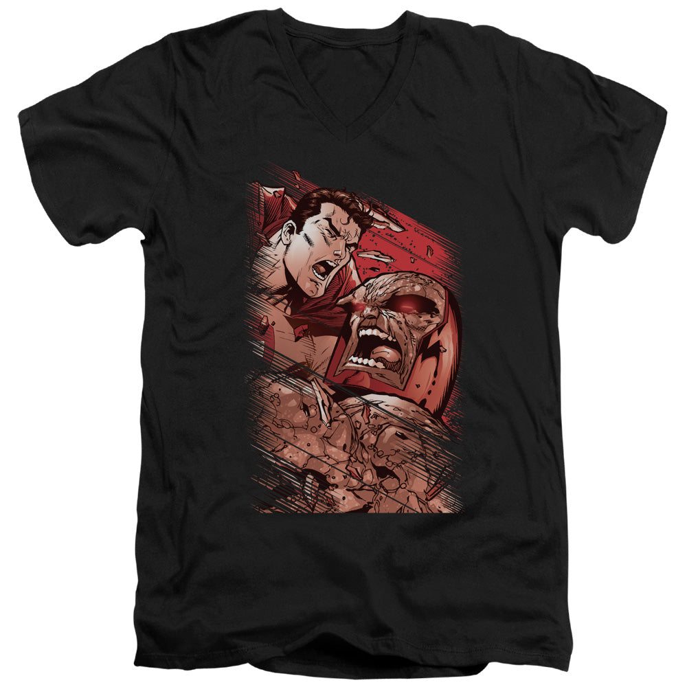 Superman - Supes Vs Darkseid - Short Sleeve Adult V-neck 30/1 - Black T-shirt