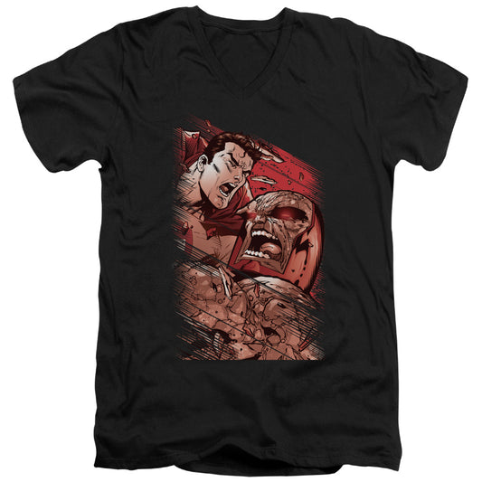 Superman - Supes Vs Darkseid - Short Sleeve Adult V-neck 30/1 - Black T-shirt