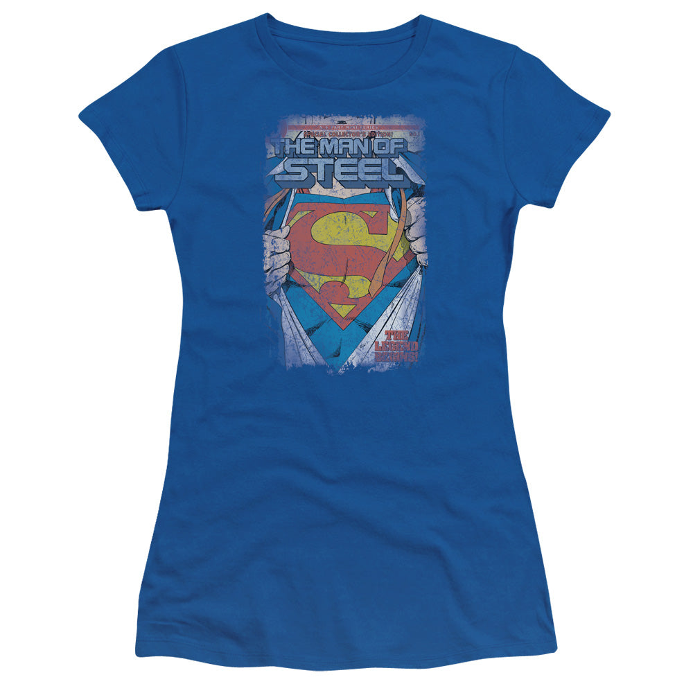 Superman - Legendary - Short Sleeve Junior Sheer - Royal Blue T-shirt