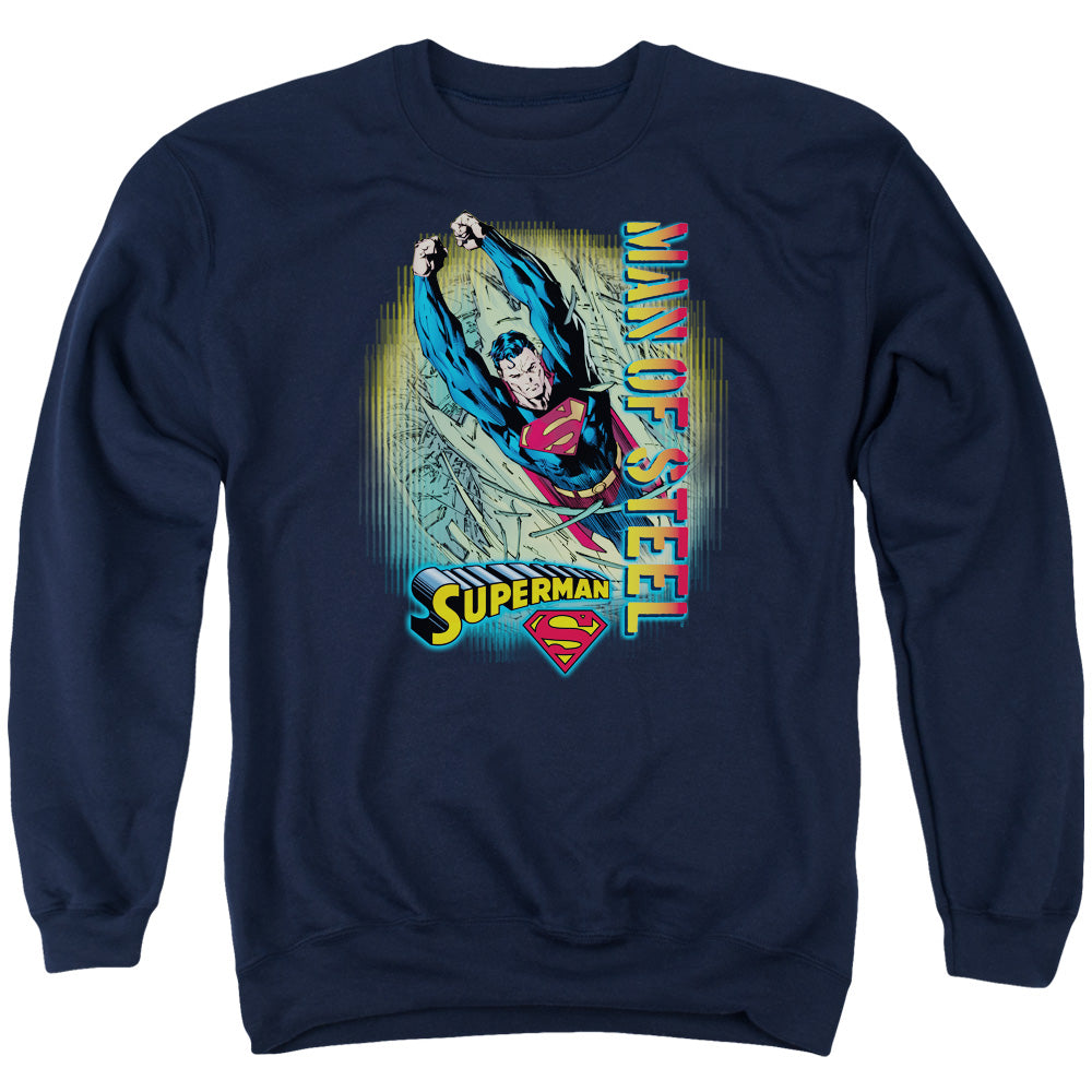 Superman - Breakthrough - Adult Crewneck Sweatshirt - Navy