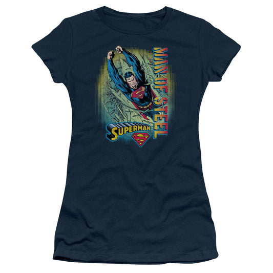 Superman - Breakthrough - Short Sleeve Junior Sheer - Navy T-shirt