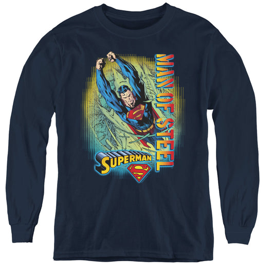 Superman - Breakthrough - Youth Long Sleeve Tee - Navy